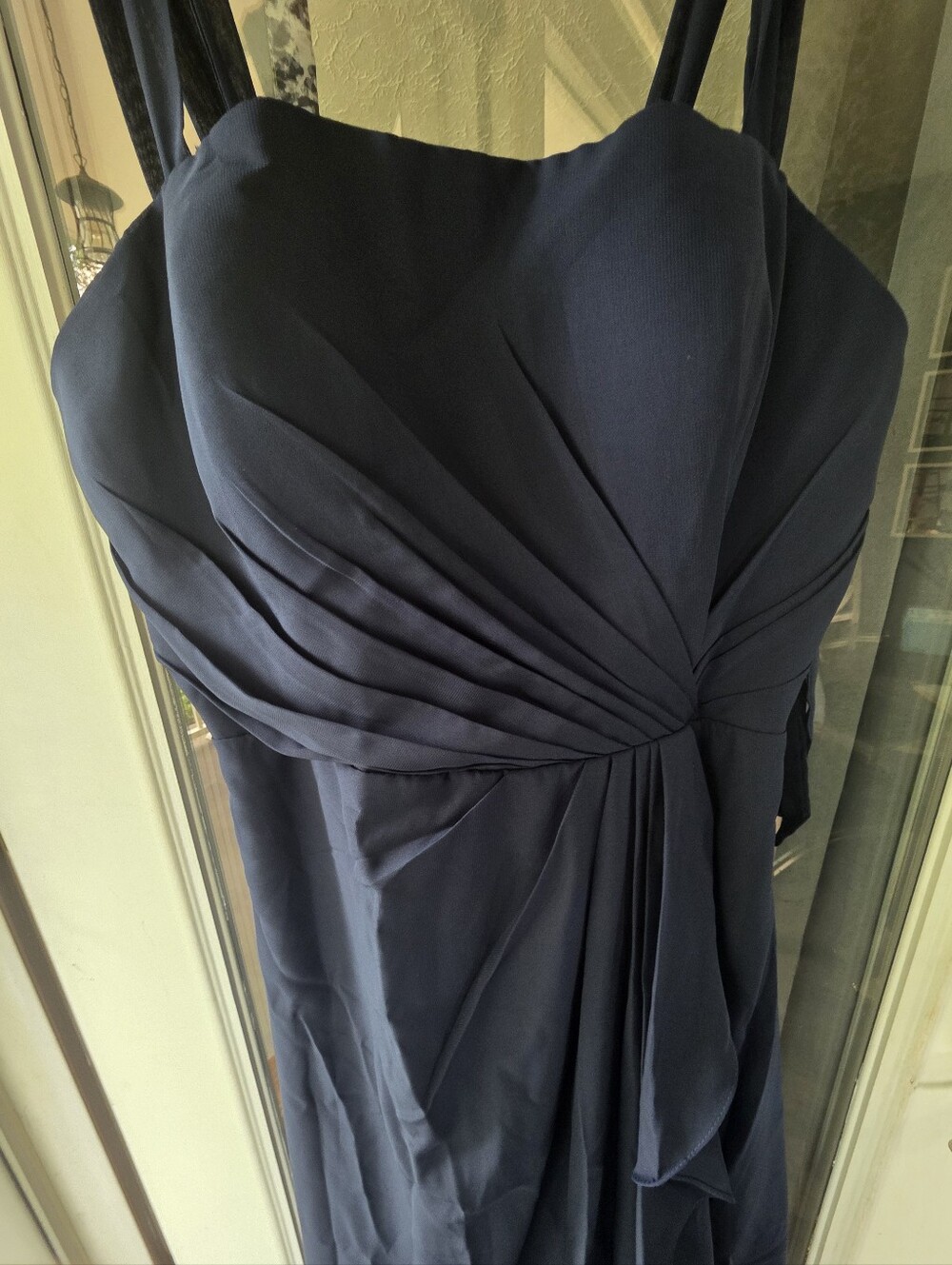 Navy Chiffon Ruffle Midi Dress - Picture 7 of 9